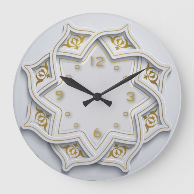 Calligraphy white and gold large clock (Front)