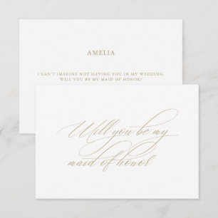 Calligraphy White Maid of Honor Proposal Card