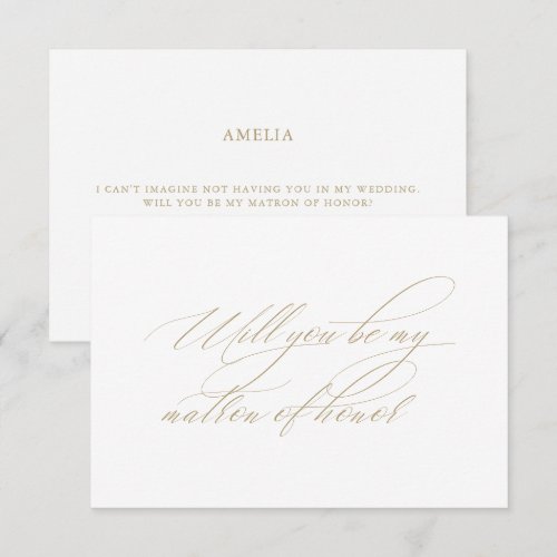 Calligraphy White Matron of Honor Proposal Card