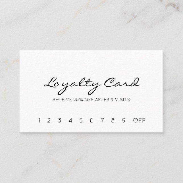 Calligraphy White Minimalist Modern Loyalty Card (Front)