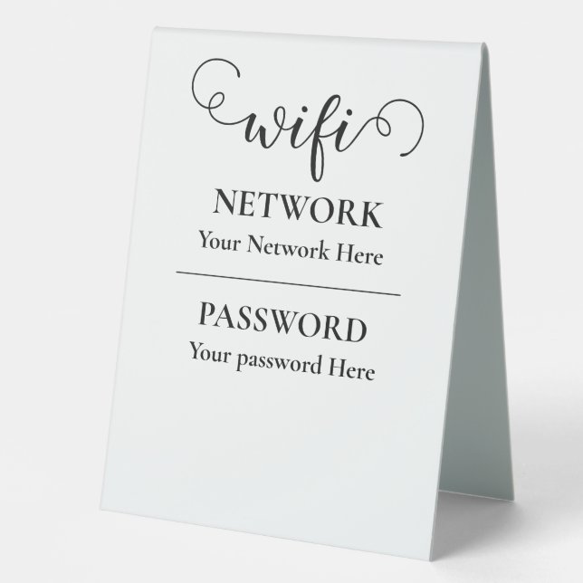 calligraphy wifi password  table tent (Front)