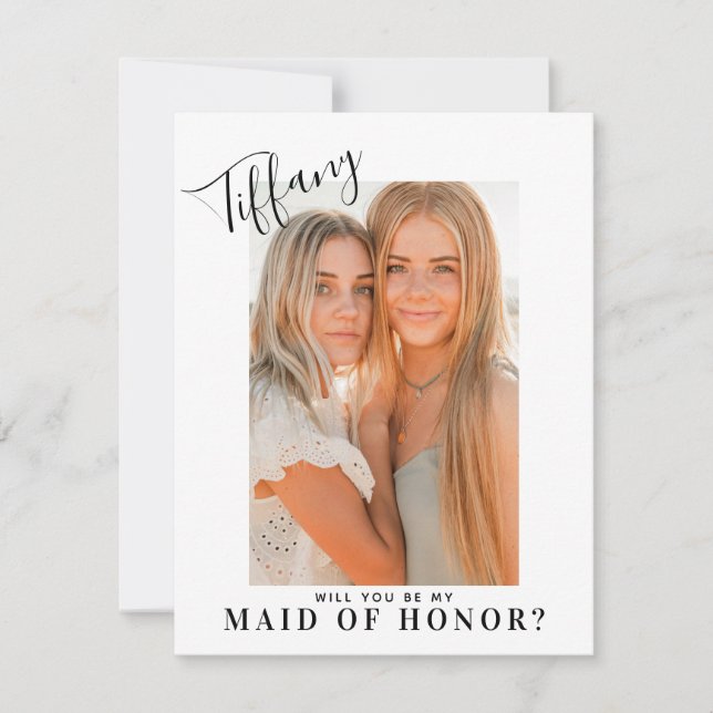 Calligraphy Will You Be My Maid of Honor | Photo (Front)