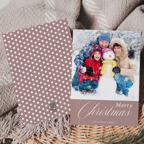 Calligraphy Winter Family Photo Merry Christmas  Holiday Card