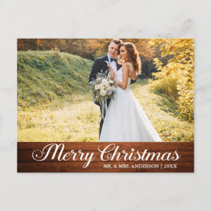 Calligraphy Wood Merry Christmas Star Photo Postcard
