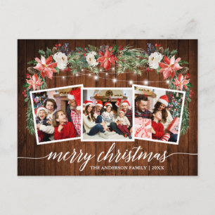 Calligraphy Wood Watercolor Winter Floral 3 Photo Postcard