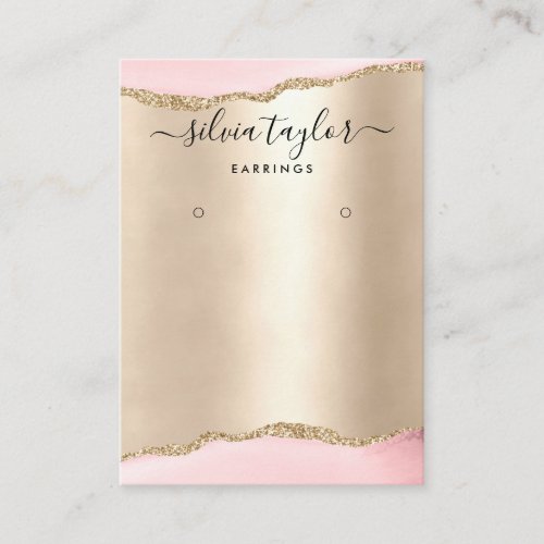 CalligraphyBlush Pink Girly Earring display card