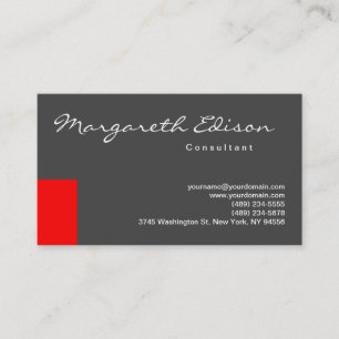 Calligrigraphy Red Stripe Grey Clear Business Card