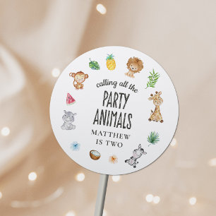 Calling All Animals Safari Jungle Kids Birthday Classic Round Sticker