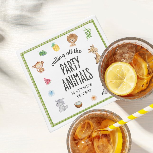 Calling All Animals Safari Jungle Kids Birthday Napkins (Creator Uploaded)