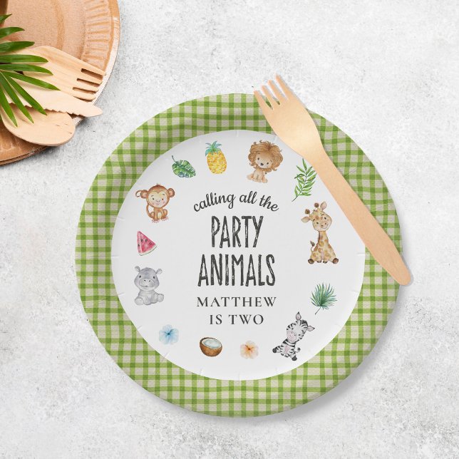 Calling All Animals Safari Jungle Kids Birthday Paper Plates (Creator Uploaded)