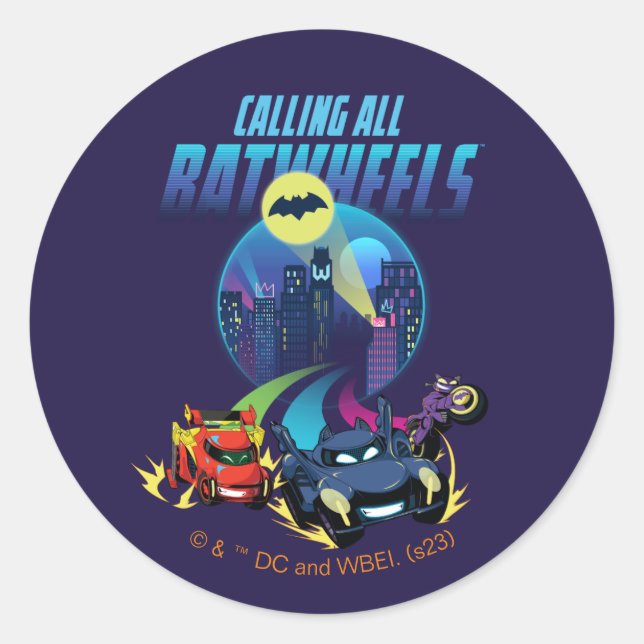 Calling all Batwheels™ Classic Round Sticker (Front)