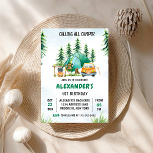 Calling All Campers 1st Birthday Camping Party  Invitation
