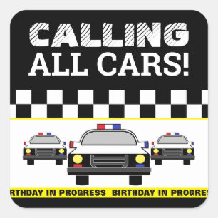 Calling all Cars! Police Officer Birthday Party Square Sticker