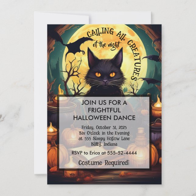 Calling all Creatures of the Night Invitation (Front)