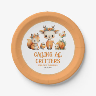 Calling All Critters Woodland Fall Kids' Birthday Paper Plates