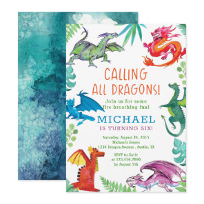 Calling all dragons birthday party invitation