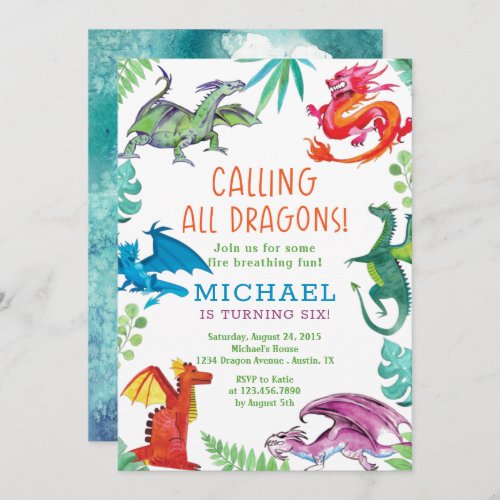 Calling all dragons birthday party invitation