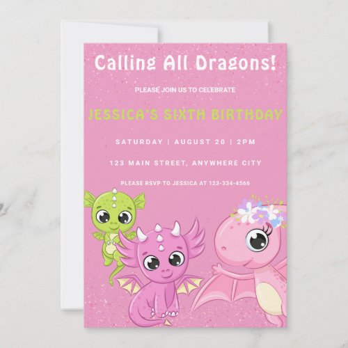 Calling All Dragons Kids Birthday Party Invitation