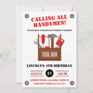 Calling all Handymen!  Construction Birthday Party Invitation
