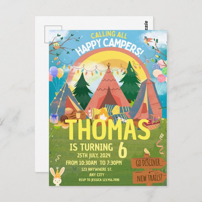 Calling All Happy Campers Camping Postcard (Front/Back)