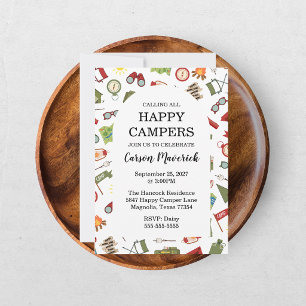 Calling All Happy Campers Kids Birthday Invitation