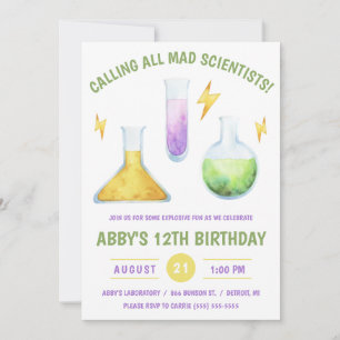 Calling all Mad Scientists! Science Birthday Party Invitation