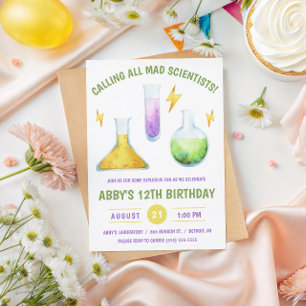 Calling all Mad Scientists! Science Birthday Party Invitation
