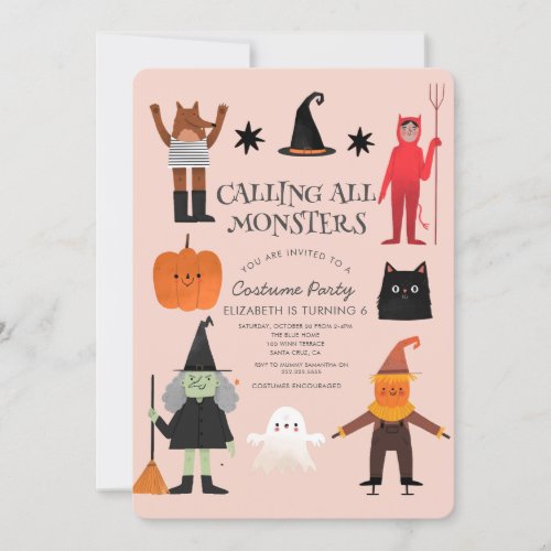 Calling All Monster Birthday Costume Party Invitation