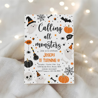 Calling all monster Halloween Birthday party Invitation