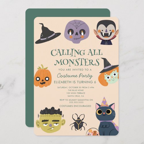 Calling all monster Halloween Birthday party Invitation