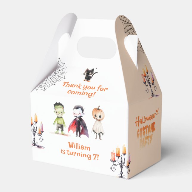 Calling all monsters Costume birthday party Favor Boxes (Front Side)