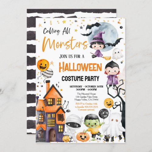 Calling All Monsters Costume Party Kid Children Invitation