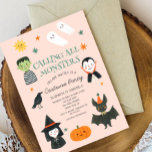 Calling All Monsters Cute Halloween Birthday Invitation<br><div class="desc">Halloween Spooky One First Birthday</div>