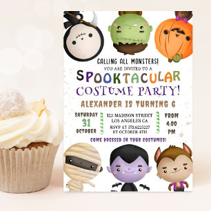 Calling All Monsters Cute Halloween Birthday Party Invitation