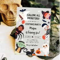 Calling All Monsters Halloween Costume Birthday Invitation