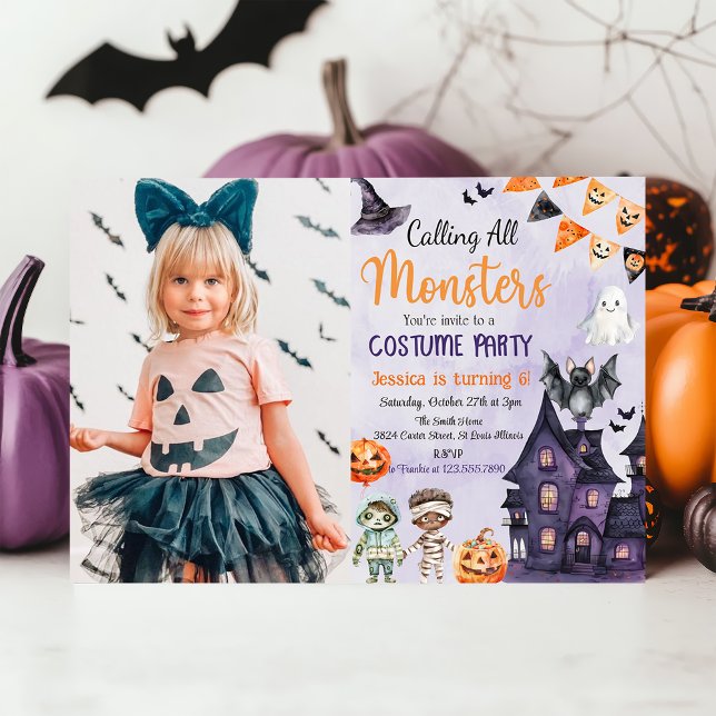 Calling All Monsters Halloween Costume Birthday Invitation (Creator Uploaded)