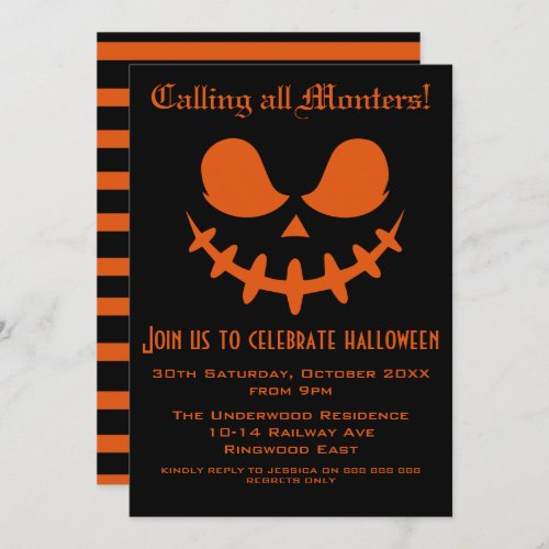 CALLING ALL MONSTERS HALLOWEEN PARTY INVITATION