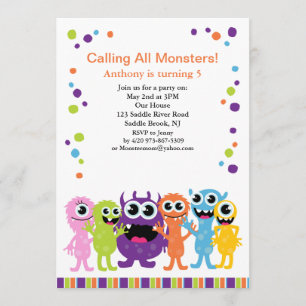 Calling All Monsters Kids Birthday Invitation