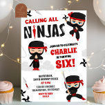 Calling All Ninjas Boy Birthday Invitation<br><div class="desc">American Warrior Ninjas Birthday Party,  Martial Arts Ninja Kids Birthday,  Ninja Go Karate Kids Birthday Invite.</div>