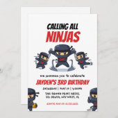 Calling All Ninjas-Kid's Ninja Birthday Invitation (Front/Back)