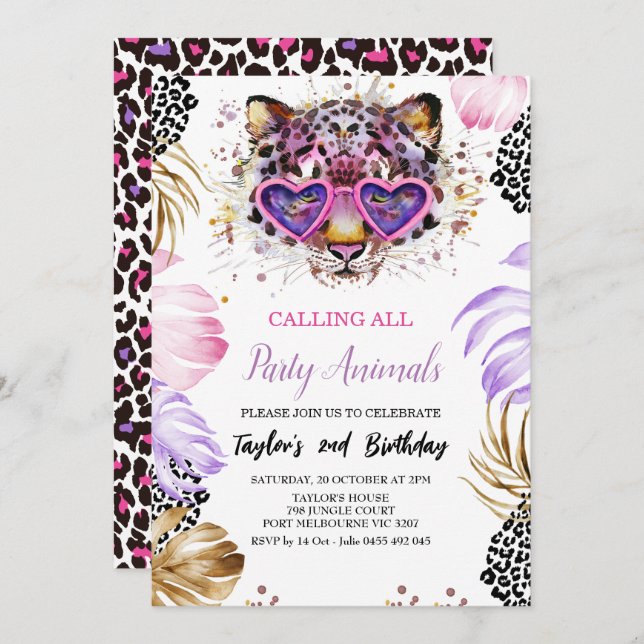 Calling All Party Animal Birthday Invitation (Front/Back)