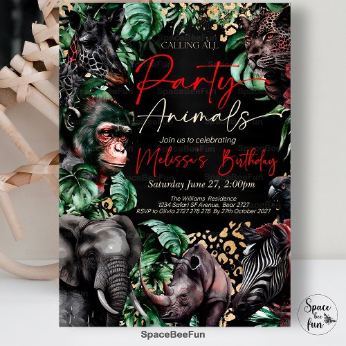 Calling All Party Animal Birthday Invitation