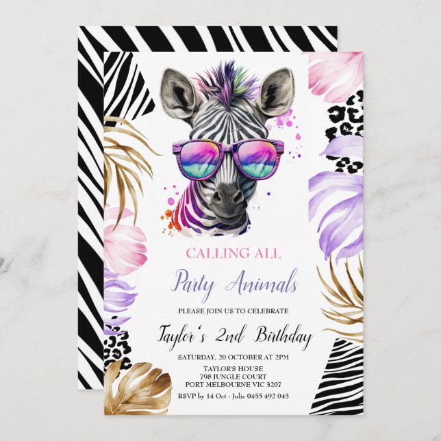 Calling All Party Animal Birthday Invitation (Front/Back)