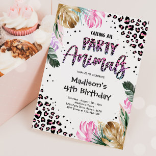 Calling All Party Animal Safari Leopard Birthday Invitation