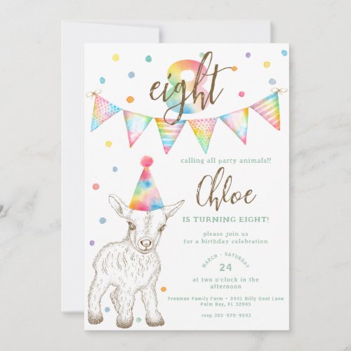 Calling All Party Animals 8th Birthday Party Invitation
