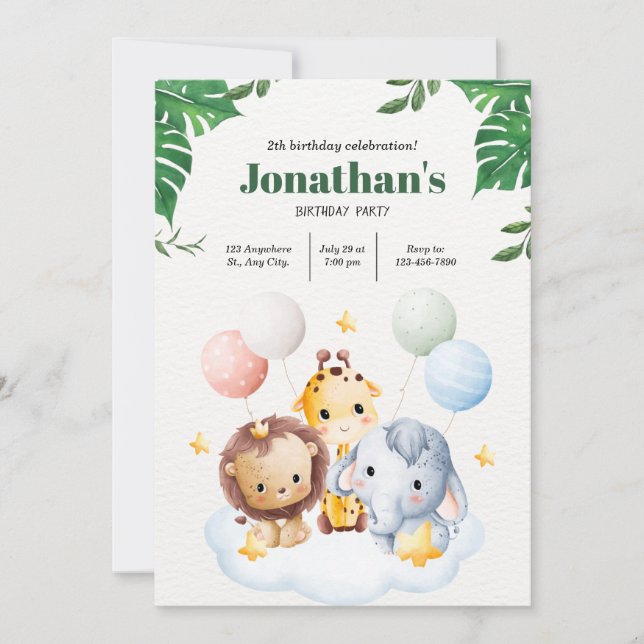 Calling All Party Animals A Safari Adventure Invitation (Front)