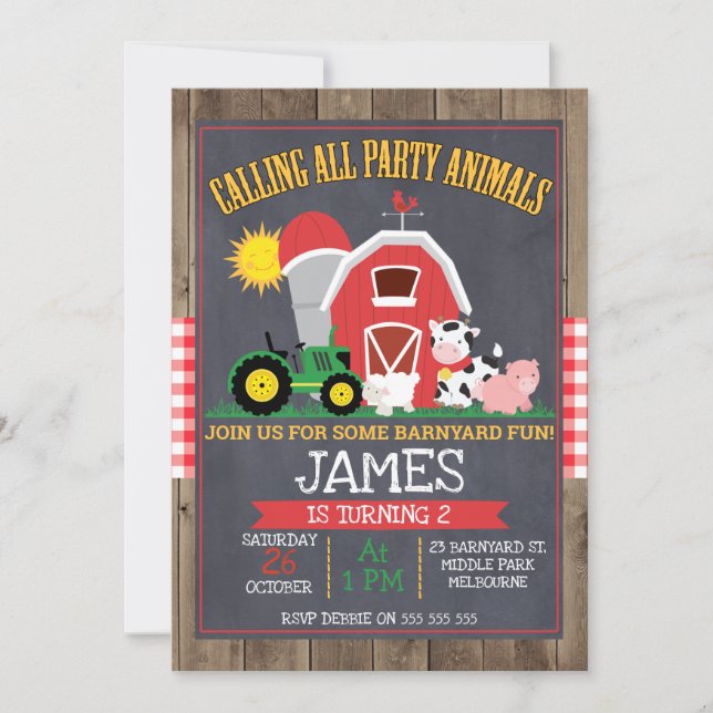 Calling All Party Animals Barnyard Birthday Invitation (Front)
