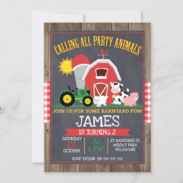 Calling All Party Animals Barnyard Birthday Invitation