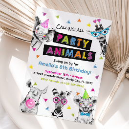 Calling All Party Animals Birthday Invitation