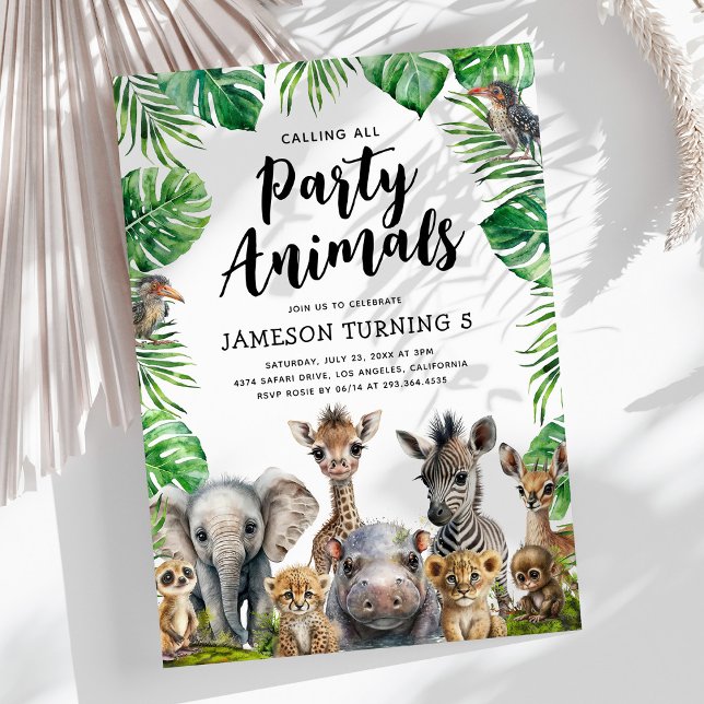Calling All Party Animals Birthday Invitation (Creator Uploaded)